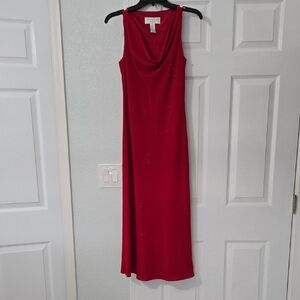 Jones New York Red Sleeveless Cowl Neck Sheath Dress
